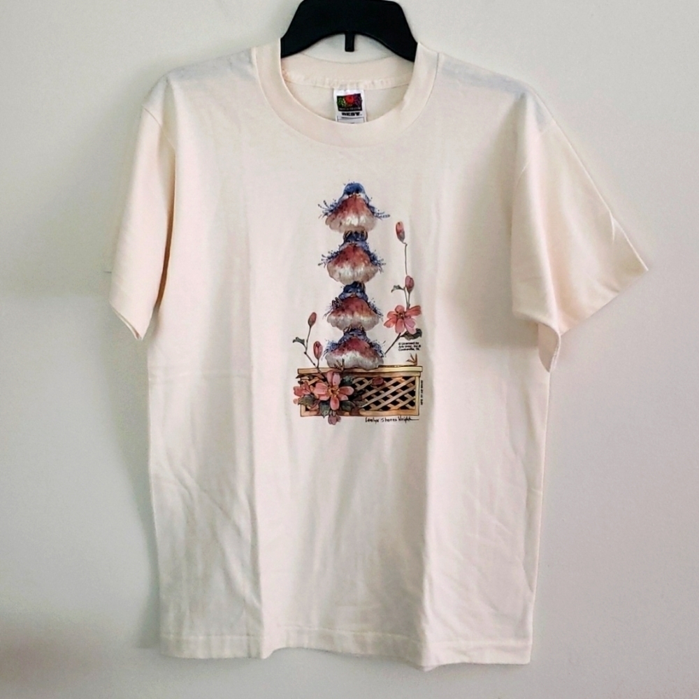Single stitch graphic tee shirt, 90's, birds graphic, funny, cute tee shirt.